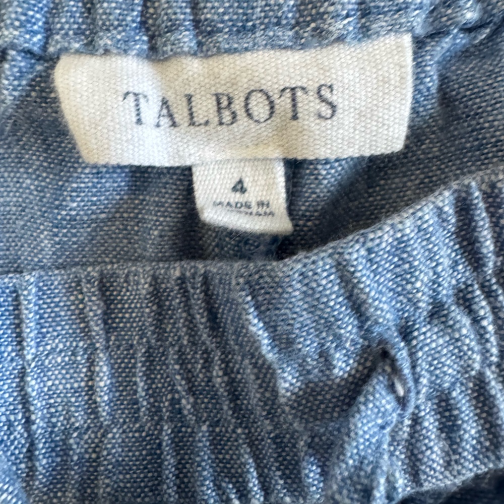 Talbots Drawstring 100% Linen Pants in Blue chambray size 4 - Picture 3 of 5